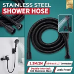 Black Stainless Steel Shower Hose 1.5M/2M Flexible Anti-winding Bathroom Water Pipe G1/2 Interface Explosion-proof Shower Tube - Image 2