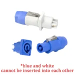 NAC3FCA NAC3FCB 3Pin Power Connector LED Speakon Male Plug Blue (Input)+White (Output) Plug+Female Socket 20A 250VAC - Image 2