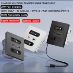 Universal Wall Socket 86-Type White With Retractable Wire Data Cable 20W Fast Charge Type-C PD USB Fast Charging for iPhone