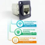 D-Type Panel Mount RJ45 Socket, CAT5e CAT6 Ethernet Network Connector for Wall Plate, Server Rack and Enclosure - Image 4