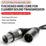 1M/2M/3M/5M/10M Gold-Plated 3-Pin XLR Male-Female Audio Cable - 3X0.75mm² (3X18AWG) Pure Copper Core for Professional Use - Image 2