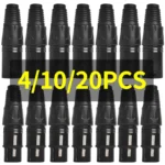 4/10/20pcs 3-Pin XLR Male to Female Adapter - Balanced Audio Plug for Microphone Mixer Speaker