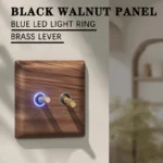 Antique Walnut Wood Panel1-4 Gang Wall Switch Socket Embedded EU/Ru Power Outlet Retro Brass Toggle Switch86x86mm Blue LED Light