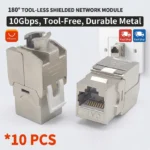 10PCS-CAT.7 Shielded RJ45 Keystone Jack Tool-less No Punch Down Up-Down Crimp 10Gbps Ethernet Network Data Module