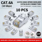 RJ45 Cat6A Shielded Pass Through Connector, 10Gbps Ethernet Plug with Gold Plated Contacts for Cat6 Cat6A Network Cable - Image 6