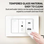 118x75mm Italy&Chile USB TypeC Fast Charging Wall Socket Schuko Wifi Smart Switch Sat TV Tel,White Tempered Glass Panel for Home - Image 3